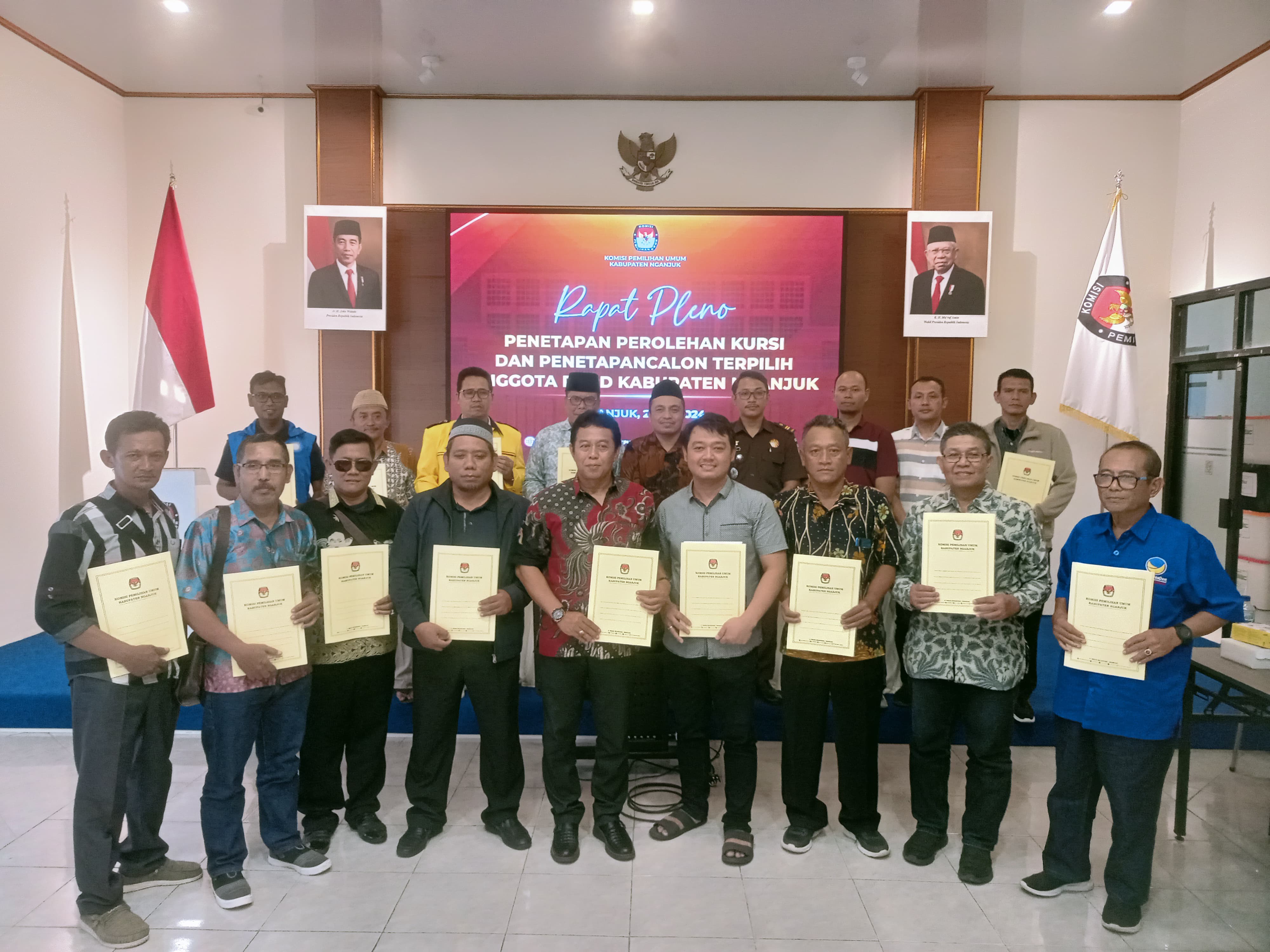 Penetapan Perolehan Kursi dan penetapan Calon terpilih Anggota DPRD Kabupaten Nganjuk