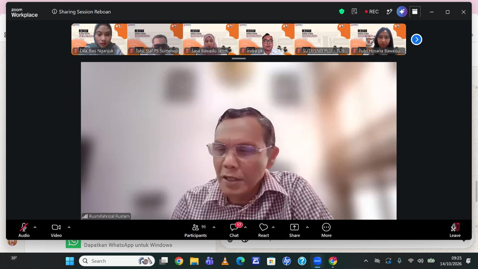 Rusmi menjadi narasumber Reboan Sharing Session Vol. 2