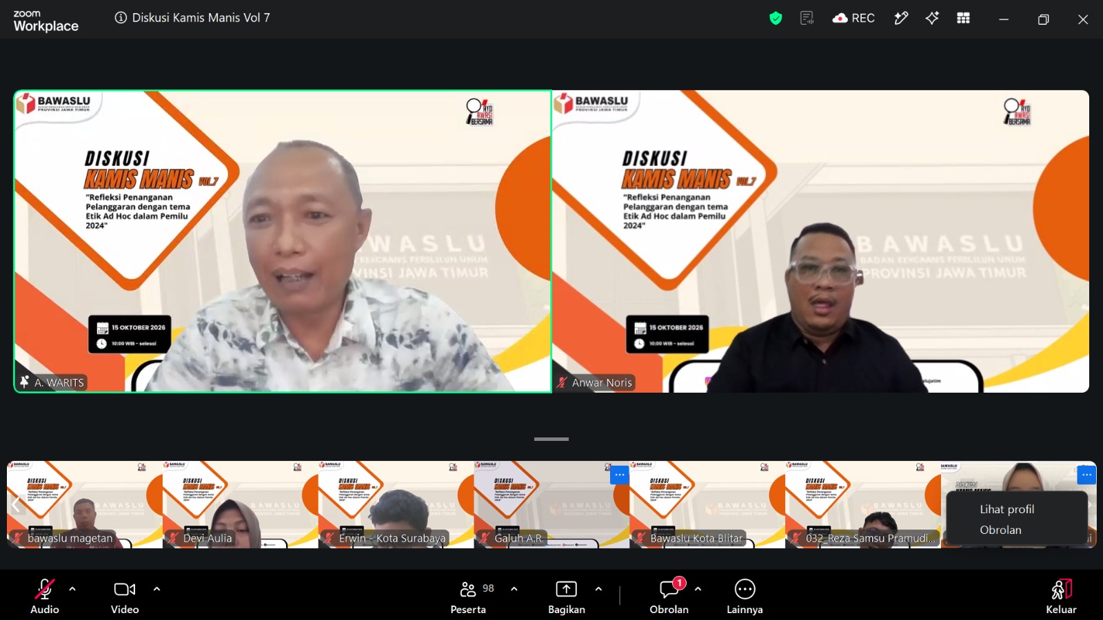 Noris membuka kegiatan Diskusi Manis