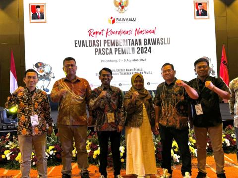 Mahrus Ali Sofyan hadiri Rapat Koordinasi Nasional Evaluasi Pemberitaan Bawaslu Pascapemilu 2024 di Palembang. Jumat (9/8/2024)